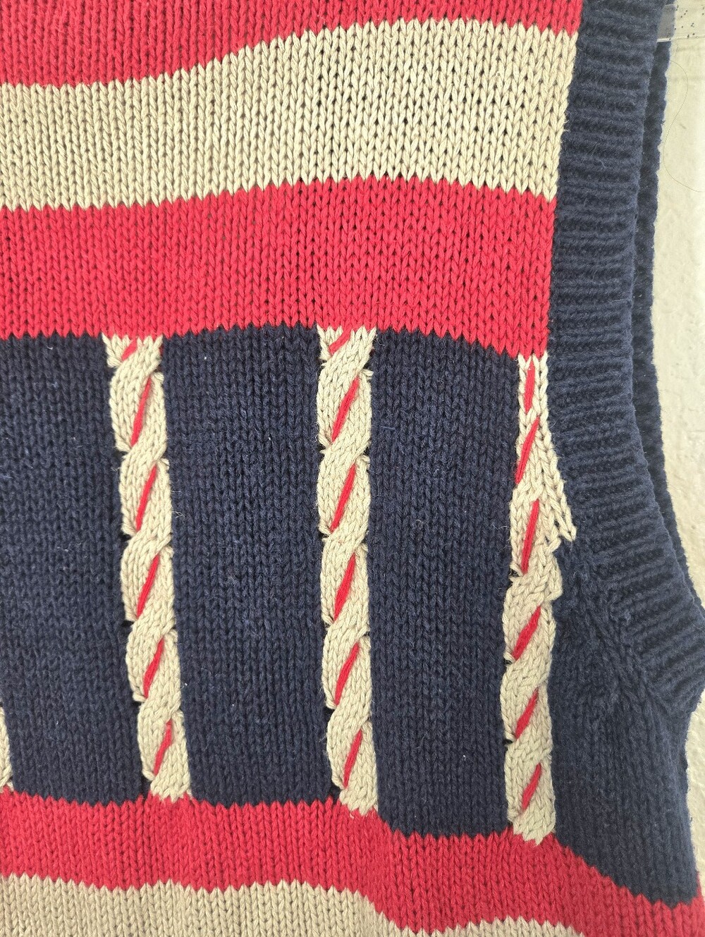 Christopher & Banks Americana Vintage Red/Navy/Tan Star Heart Button Vest, S - Picture 6 of 8